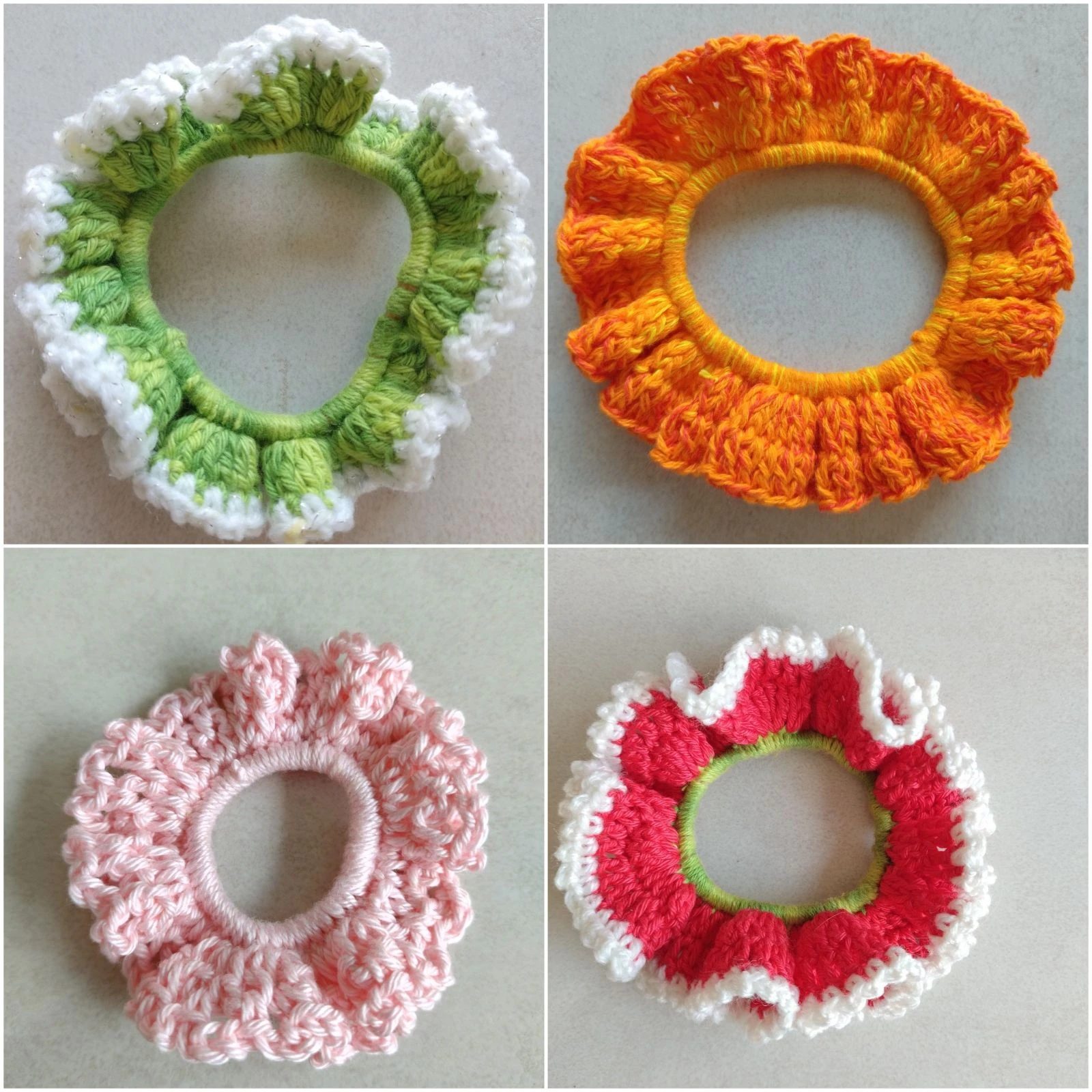Grote haarelastiek scrunchies gehaakt diverse vormen en kleuren
